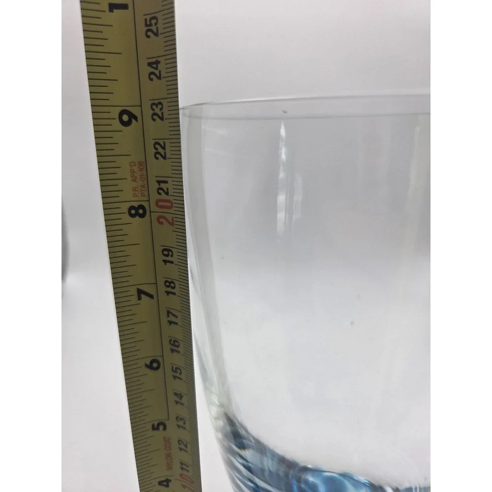 Caithness Scotland Art Glass Vase Blue Controlled Bubble Base Signed Label 9